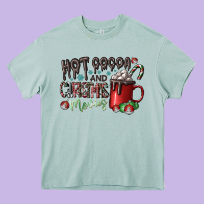 Hot Cocoa And Christmas Movies Heavy Core Tee Designed By Cowhidedigitalart