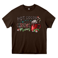 Chocolate Brown hot cocoa and christmas movies Heavy Core Tee - CowhideDigitalArt