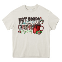 Cream hot cocoa and christmas movies Heavy Core Tee - CowhideDigitalArt