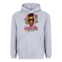 Heather Grey August Girl Afro Woman Summer Heavyweight Hoodie - texasbilliewilder