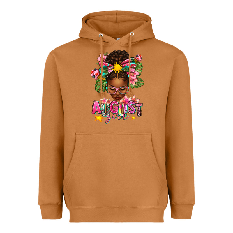August Girl Afro Woman Summer Heavyweight Hoodie by texasbilliewilder | Teevron