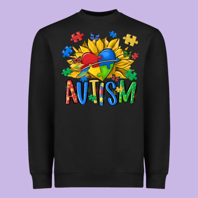 Austism Sunflower Heavyweight Sweatshirt Designed By Maliassmallbusiness