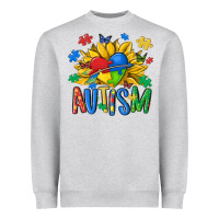 Heather Grey austism sunflower Heavyweight Sweatshirt - MaliasSmallBusiness