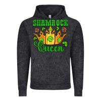 Vintage Black shamrock queen crown leopard glitter Vintage Hoodie - Artiststas