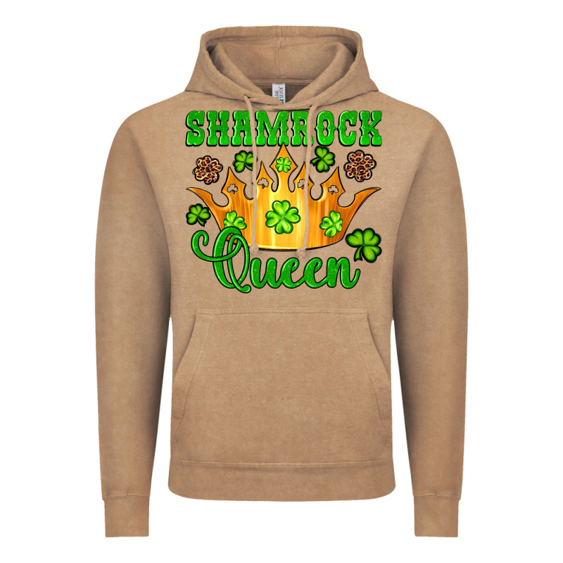 Shamrock Queen Crown Leopard Glitter Vintage Hoodie by Artiststas | Teevron