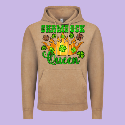Shamrock Queen Crown Leopard Glitter Vintage Hoodie Designed By Artiststas