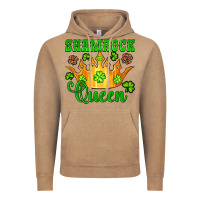 Vintage Coffee shamrock queen crown leopard glitter Vintage Hoodie - Artiststas