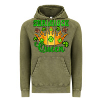Vintage Olive shamrock queen crown leopard glitter Vintage Hoodie - Artiststas