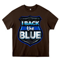 Chocolate Brown I back the blue 4th of July Heavy Core Tee - CowGirlArtShop