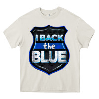 Cream I back the blue 4th of July Heavy Core Tee - CowGirlArtShop