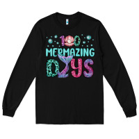Black 100 mermazing days Long Sleeve Tee - MaliasSmallBusiness