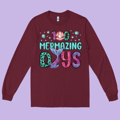 100 Mermazing Days Long Sleeve Tee Designed By Maliassmallbusiness