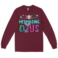 Burgundy 100 mermazing days Long Sleeve Tee - MaliasSmallBusiness