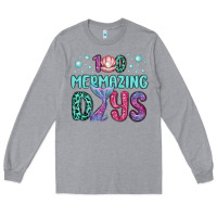 Heather Grey 100 mermazing days Long Sleeve Tee - MaliasSmallBusiness