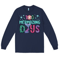 Navy 100 mermazing days Long Sleeve Tee - MaliasSmallBusiness