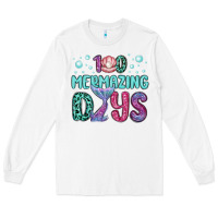 White 100 mermazing days Long Sleeve Tee - MaliasSmallBusiness