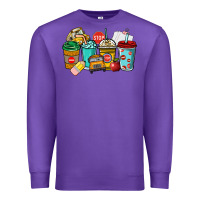 Purple school bus driver coffee cups Premium Sweatshirt - NancyCooperArtShop