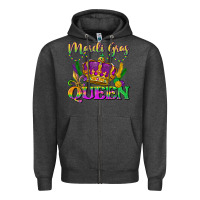 Charcoal Heather mardi gras queen Zipper Hoodie - LillyAllenDesigns