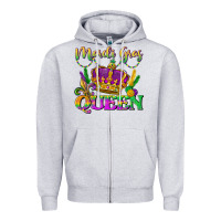 Heather Grey mardi gras queen Zipper Hoodie - LillyAllenDesigns