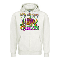 Oatmeal Heather mardi gras queen Zipper Hoodie - LillyAllenDesigns