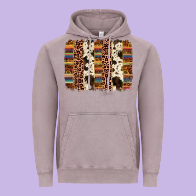 Serape Sunflower Cowhide Leopard Brushstroke Vintage Hoodie Designed By Adodesignshop