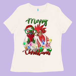 Christmas Roosters Ladies Tee Designed By Ranaportraitstore