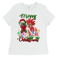 White christmas roosters Ladies Tee - RanaPortraitStore