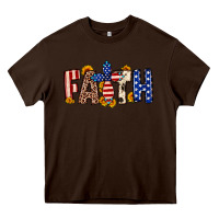 Chocolate Brown Faith USA flag sunflower Heavy Core Tee - Neo Western
