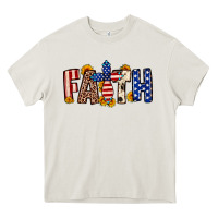 Faith Usa Flag Sunflower Heavy Core Tee | Teevron