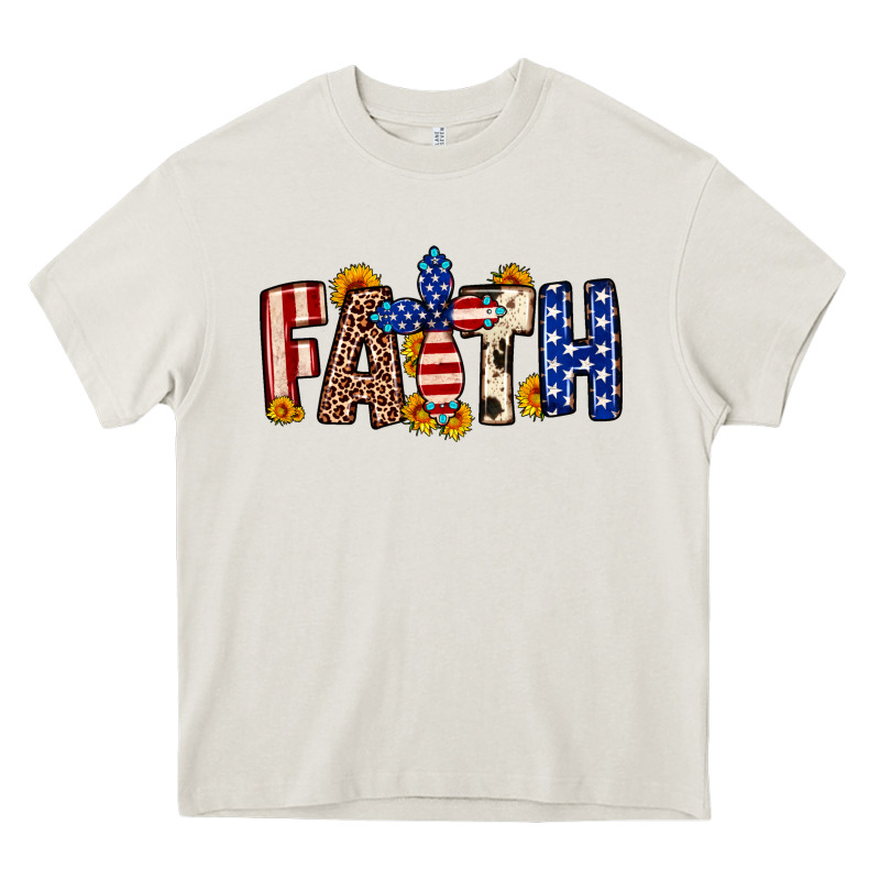 Faith Usa Flag Sunflower Heavy Core Tee by Neo Western | Teevron