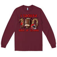 Burgundy i tackled 100 days of school Long Sleeve Tee - MaliasSmallBusiness