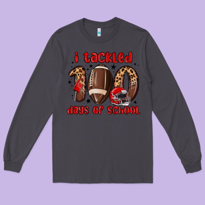 I Tackled 100 Days Of School Long Sleeve Tee Designed By Maliassmallbusiness
