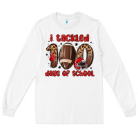 White i tackled 100 days of school Long Sleeve Tee - MaliasSmallBusiness