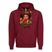 Burgundy i am black history juneteenth Zipper Hoodie - LillyAllenDesigns