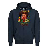 Navy i am black history juneteenth Zipper Hoodie - LillyAllenDesigns