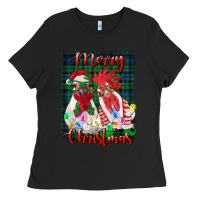 Black christmas roosters with background Ladies Tee - RanaPortraitStore