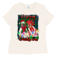 Bone christmas roosters with background Ladies Tee - RanaPortraitStore