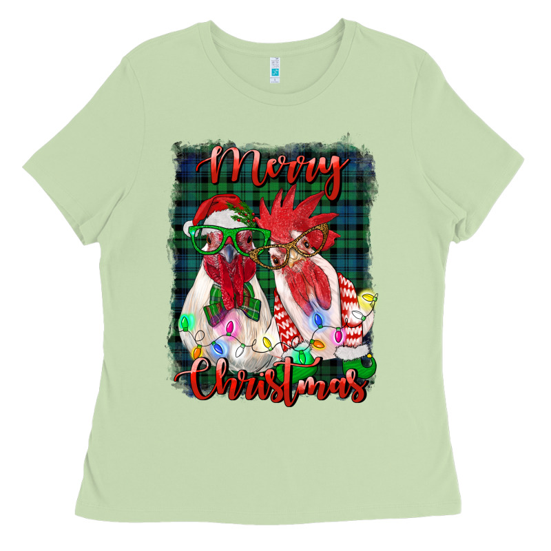 Christmas Roosters With Background Ladies Tee by RanaPortraitStore | Teevron