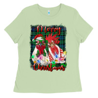 Matcha christmas roosters with background Ladies Tee - RanaPortraitStore