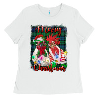 White christmas roosters with background Ladies Tee - RanaPortraitStore