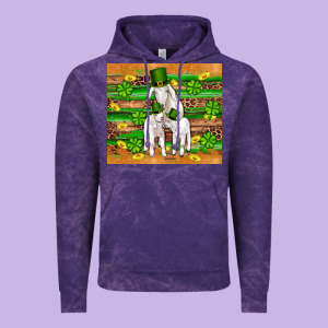 St Patricks Goat Family Shamrock Gold Serape Leopard Glitter Wooden Tu Vintage Hoodie Designed By Artiststas