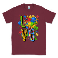 Burgundy autism love Classic Tee - MaliasSmallBusiness
