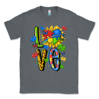 Charcoal Heather autism love Classic Tee - MaliasSmallBusiness