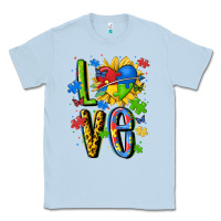 Dusty Blue autism love Classic Tee - MaliasSmallBusiness