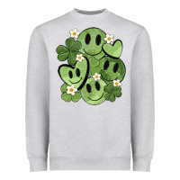 Heather Grey st. patrick's day green smile Heavyweight Sweatshirt - MaliasSmallBusiness