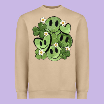 St. Patrick's Day Green Smile Heavyweight Sweatshirt Designed By Maliassmallbusiness