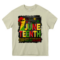 Mossy juneteenth fist free ish since 1865 with background Heavy Core Tee - HRA Design Shop