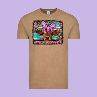 Easter Floral Leopard Cow Vintage Tee Designed By Jasminsmagicworld