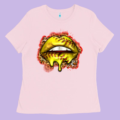Softball Lips Ladies Tee Designed By Zillion Design Studio