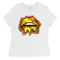 White softball lips Ladies Tee - Zillion Design Studio
